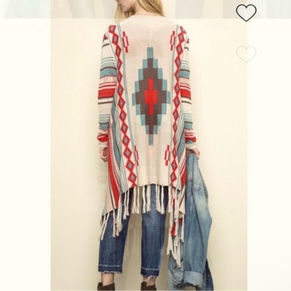 Hayden los Angles Aztec Fringe boho sweater size S - Picture 2 of 9